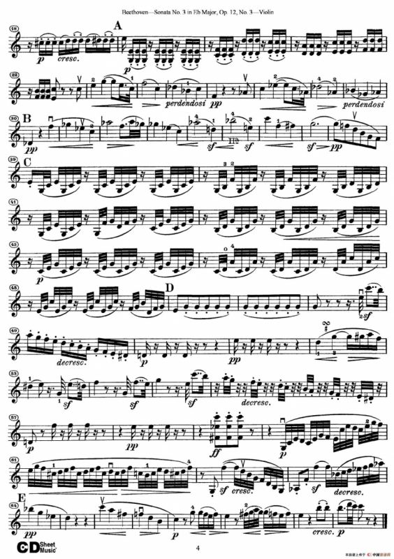 降E大调第三小提琴奏鸣曲（Sonata No.3 in Eb Major Op.12,No.3）