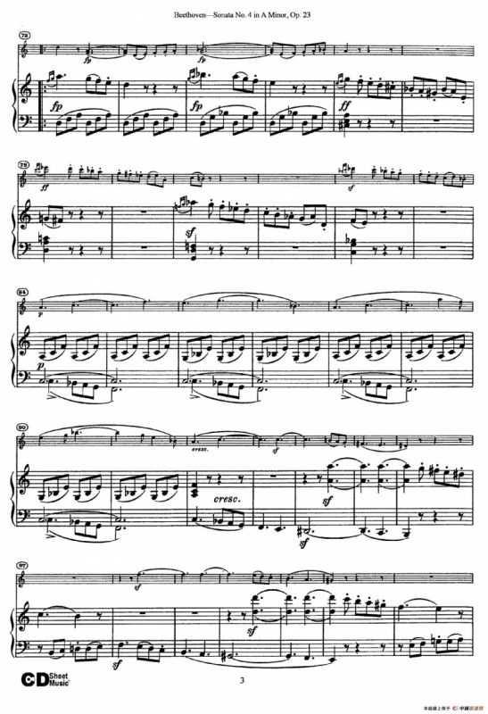 A小调第四小提琴奏鸣曲（Sonata No.4 in A Minor Op.23）（小提琴+钢琴伴奏）
