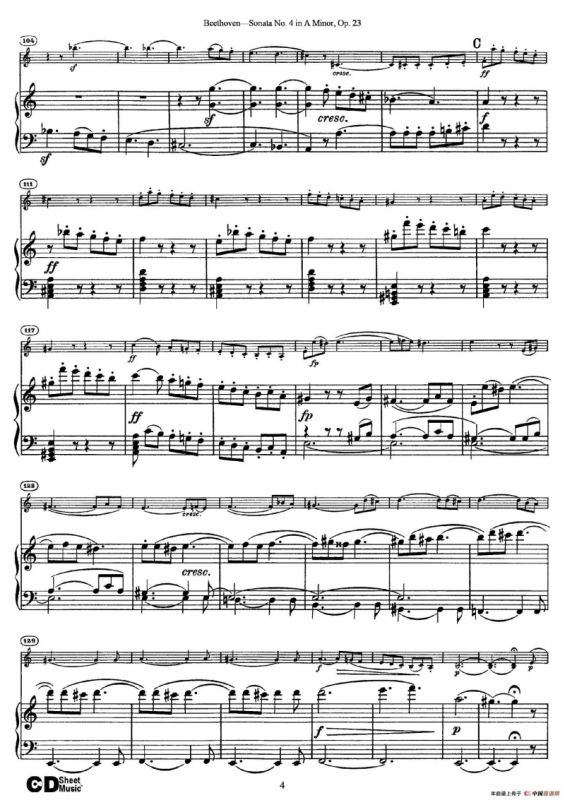 A小调第四小提琴奏鸣曲（Sonata No.4 in A Minor Op.23）（小提琴+钢琴伴奏）