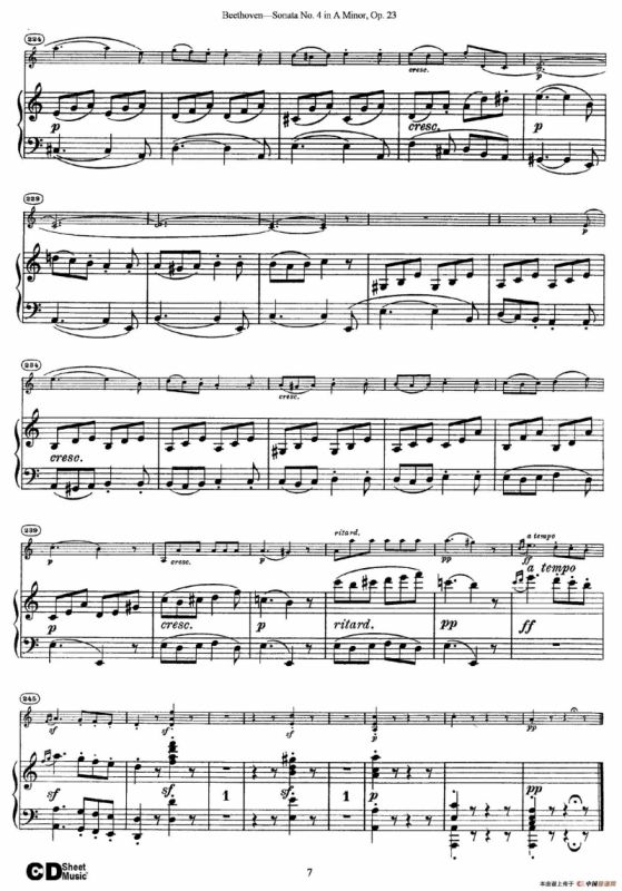 A小调第四小提琴奏鸣曲（Sonata No.4 in A Minor Op.23）（小提琴+钢琴伴奏）