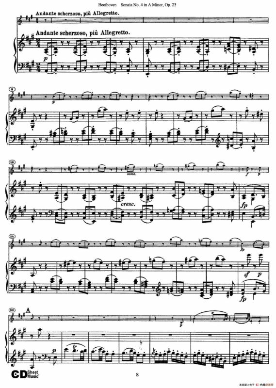 A小调第四小提琴奏鸣曲（Sonata No.4 in A Minor Op.23）（小提琴+钢琴伴奏）
