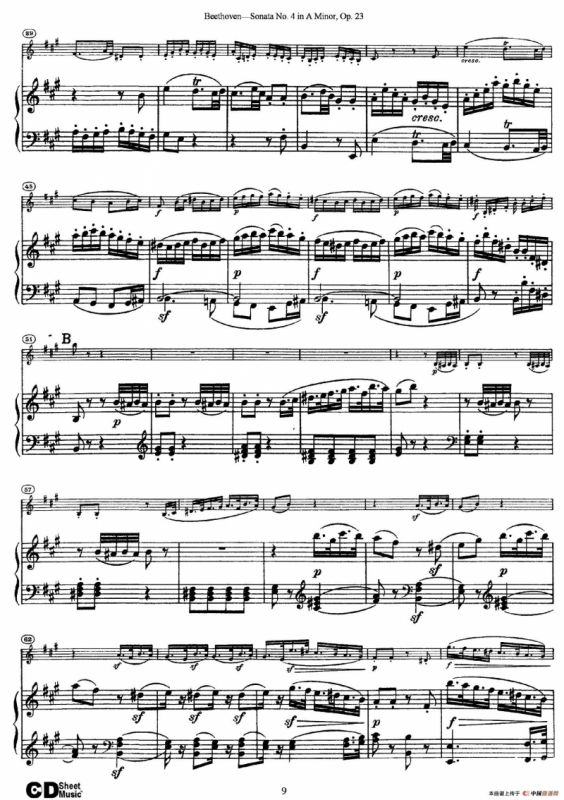 A小调第四小提琴奏鸣曲（Sonata No.4 in A Minor Op.23）（小提琴+钢琴伴奏）