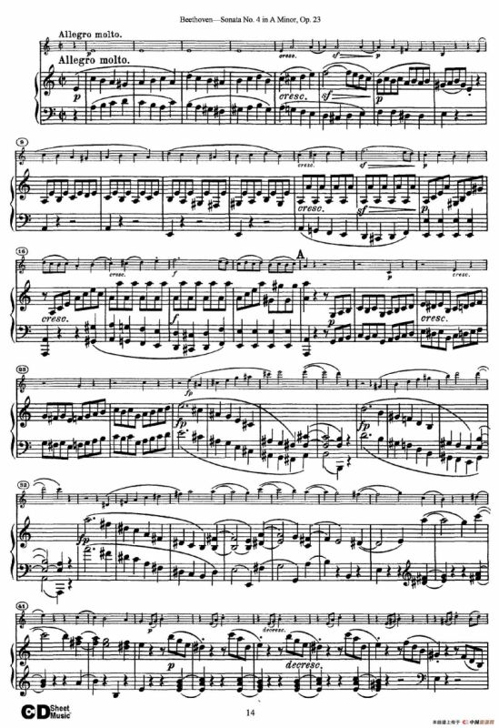 A小调第四小提琴奏鸣曲（Sonata No.4 in A Minor Op.23）（小提琴+钢琴伴奏）