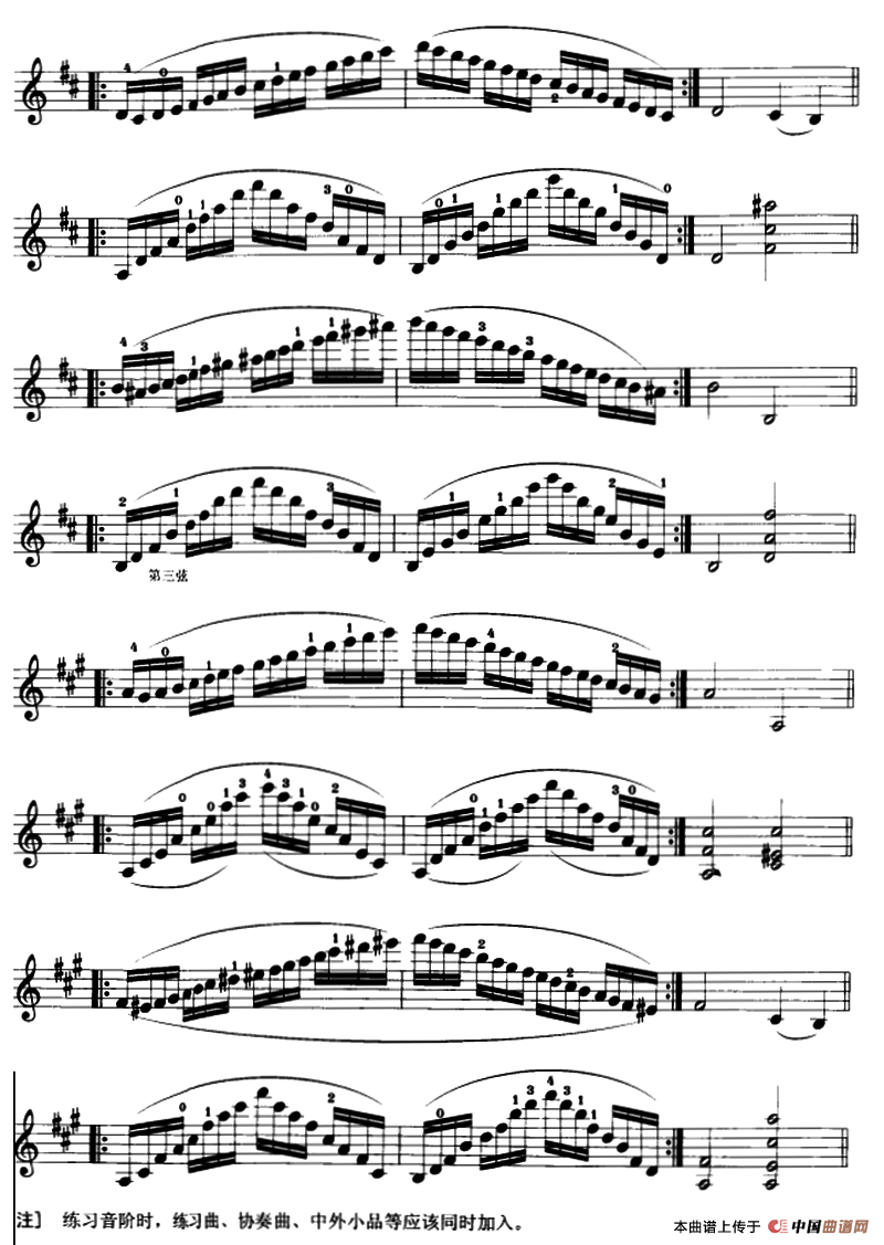 两个八度的大小音阶与琶音