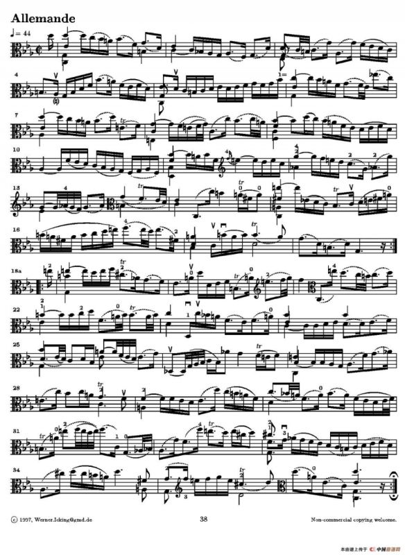 巴赫《无伴奏组曲》Ⅴ（中提琴）