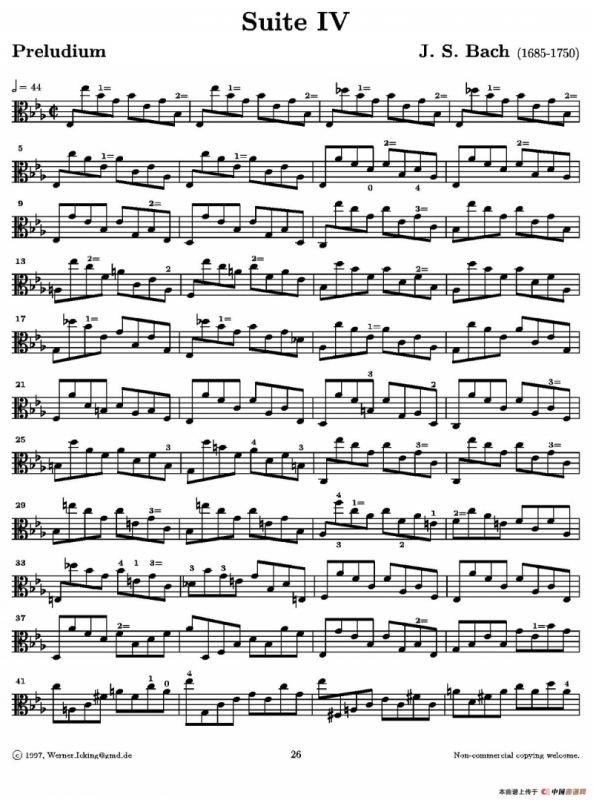巴赫《无伴奏组曲》Ⅳ（中提琴）