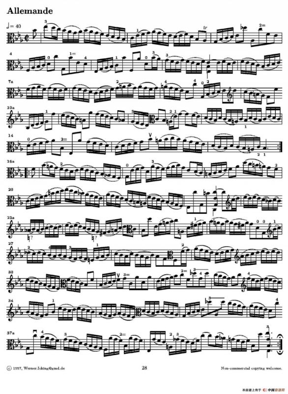 巴赫《无伴奏组曲》Ⅳ（中提琴）