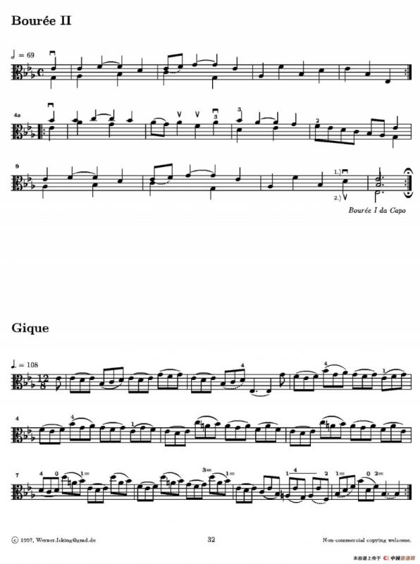 巴赫《无伴奏组曲》Ⅳ（中提琴）