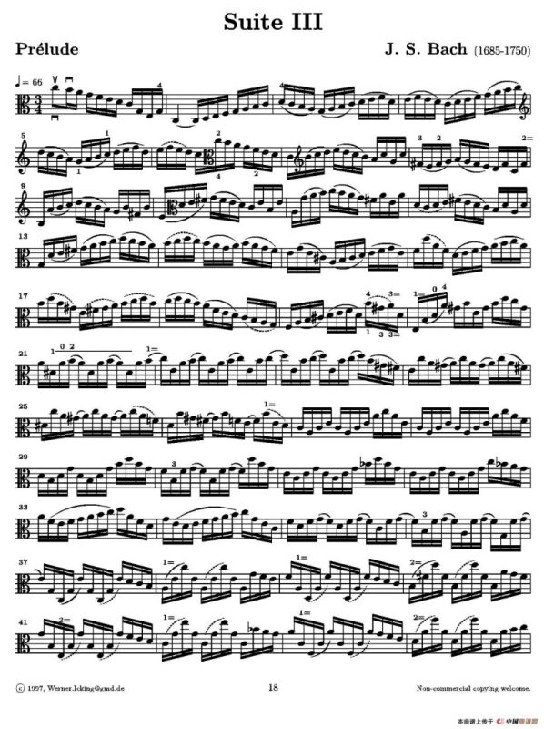 巴赫《无伴奏组曲》Ⅲ（中提琴）