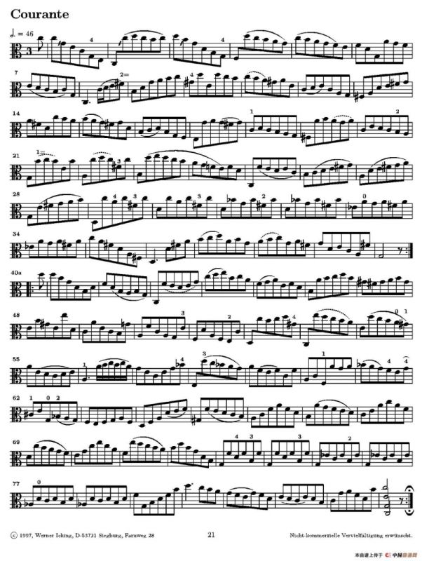 巴赫《无伴奏组曲》Ⅲ（中提琴）