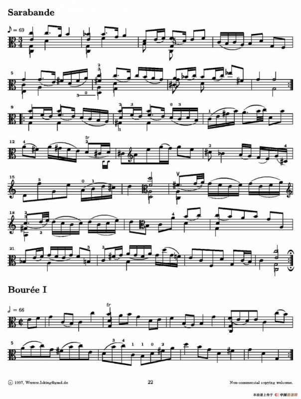 巴赫《无伴奏组曲》Ⅲ（中提琴）