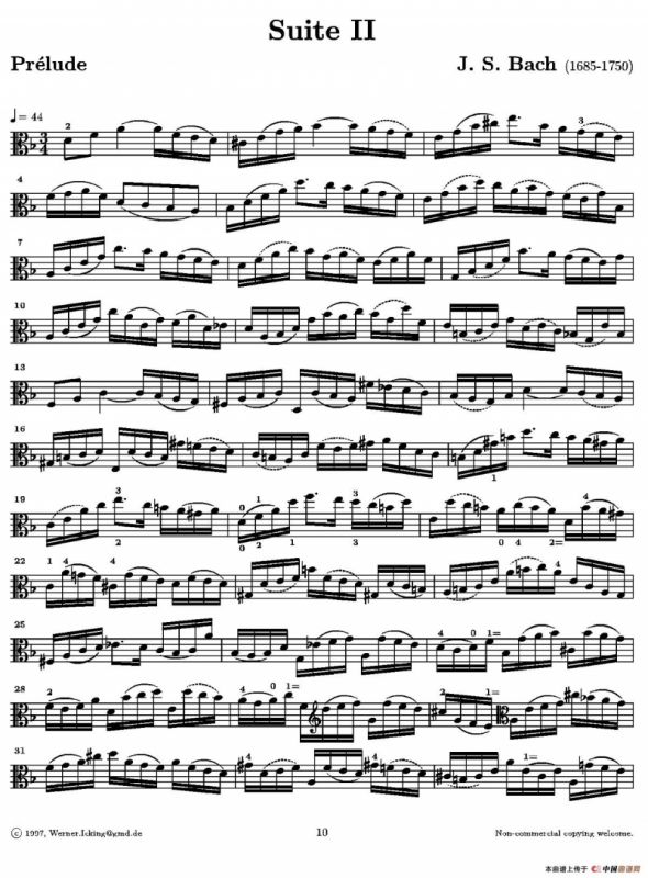 巴赫《无伴奏组曲》Ⅱ（中提琴）