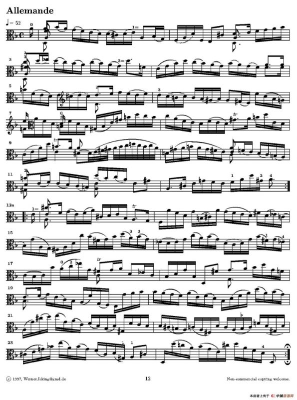 巴赫《无伴奏组曲》Ⅱ（中提琴）