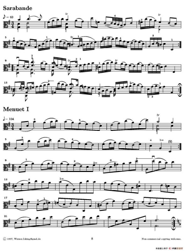 巴赫《无伴奏组曲》Ⅰ（中提琴）