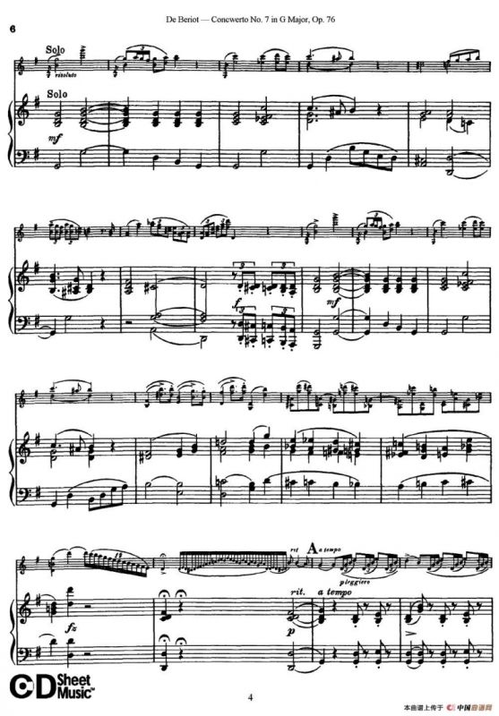 G大调第七协奏曲（Concerto No.7 in G Major）Op.76（小提琴+钢琴伴奏）
