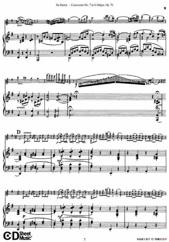 G大调第七协奏曲（Concerto No.7 in G Major）Op.76（小提琴+钢琴伴奏）