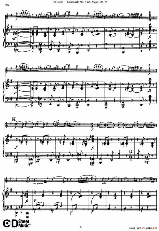 G大调第七协奏曲（Concerto No.7 in G Major）Op.76（小提琴+钢琴伴奏）