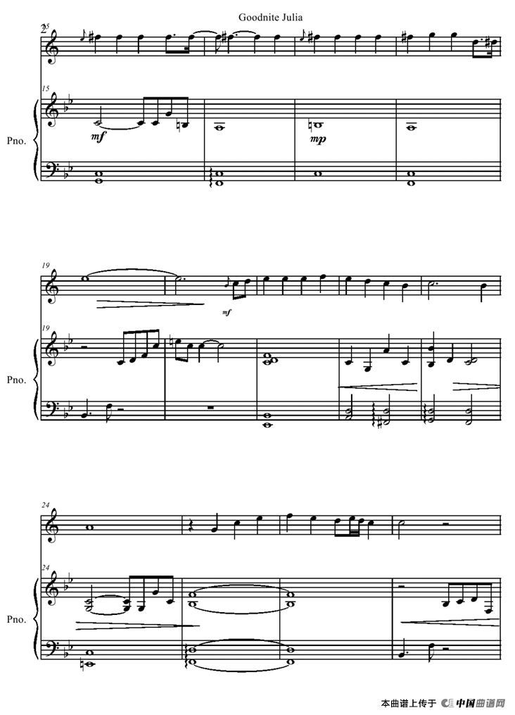 Goodnight Julia（小提琴+钢琴伴奏）
