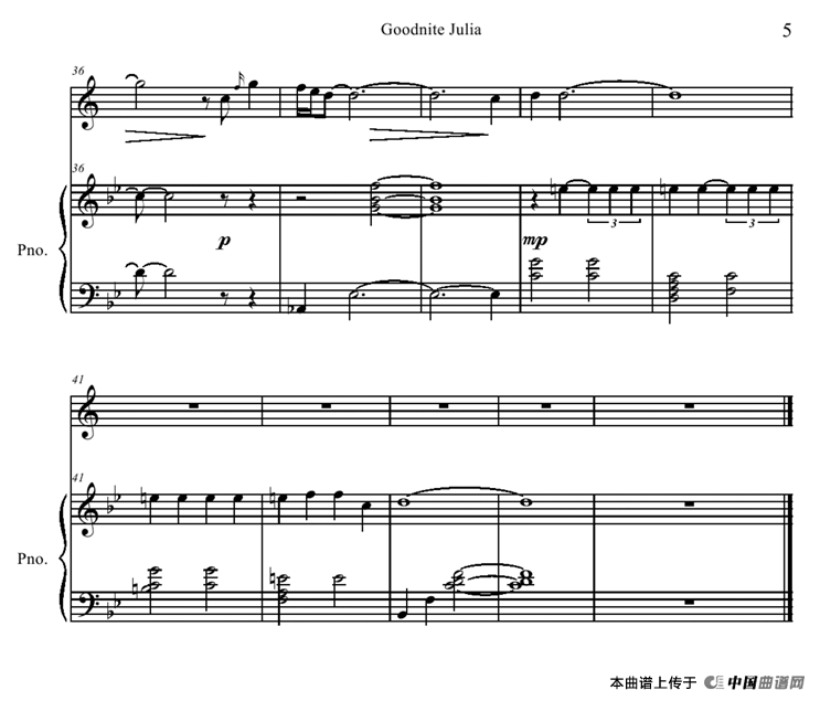 Goodnight Julia（小提琴+钢琴伴奏）
