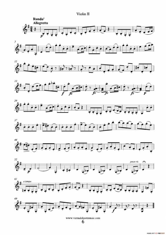6 Small Duets（六部小合唱）Op.38 Violin II（第二小提琴分谱）