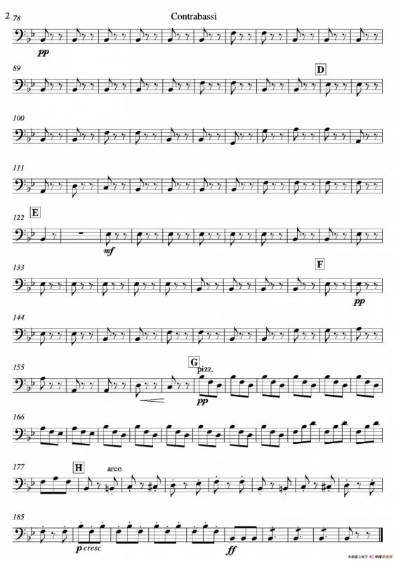 饮酒歌（管弦乐队低音提琴分谱）