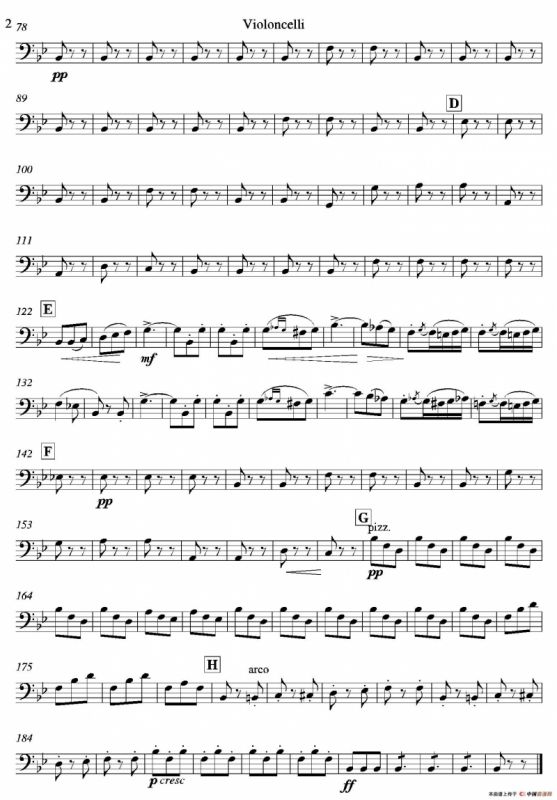 饮酒歌（管弦乐队大提琴分谱）