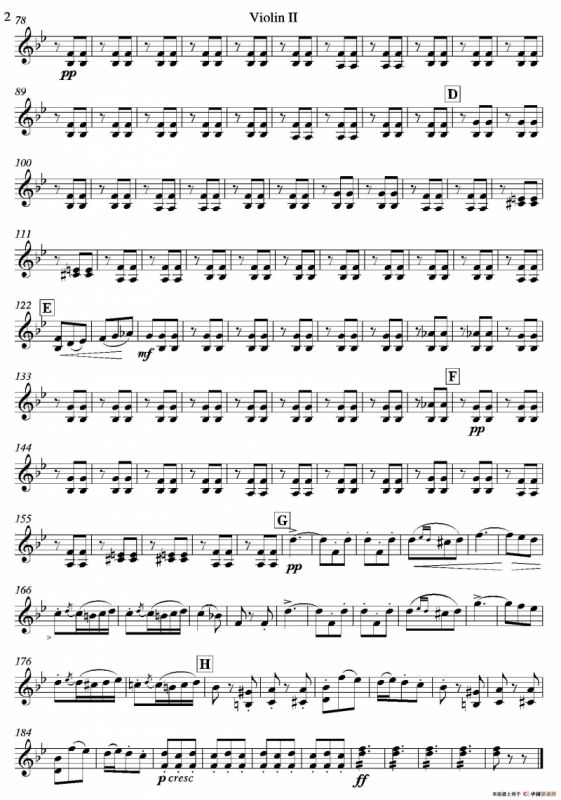 饮酒歌（管弦乐队2把小提琴分谱）