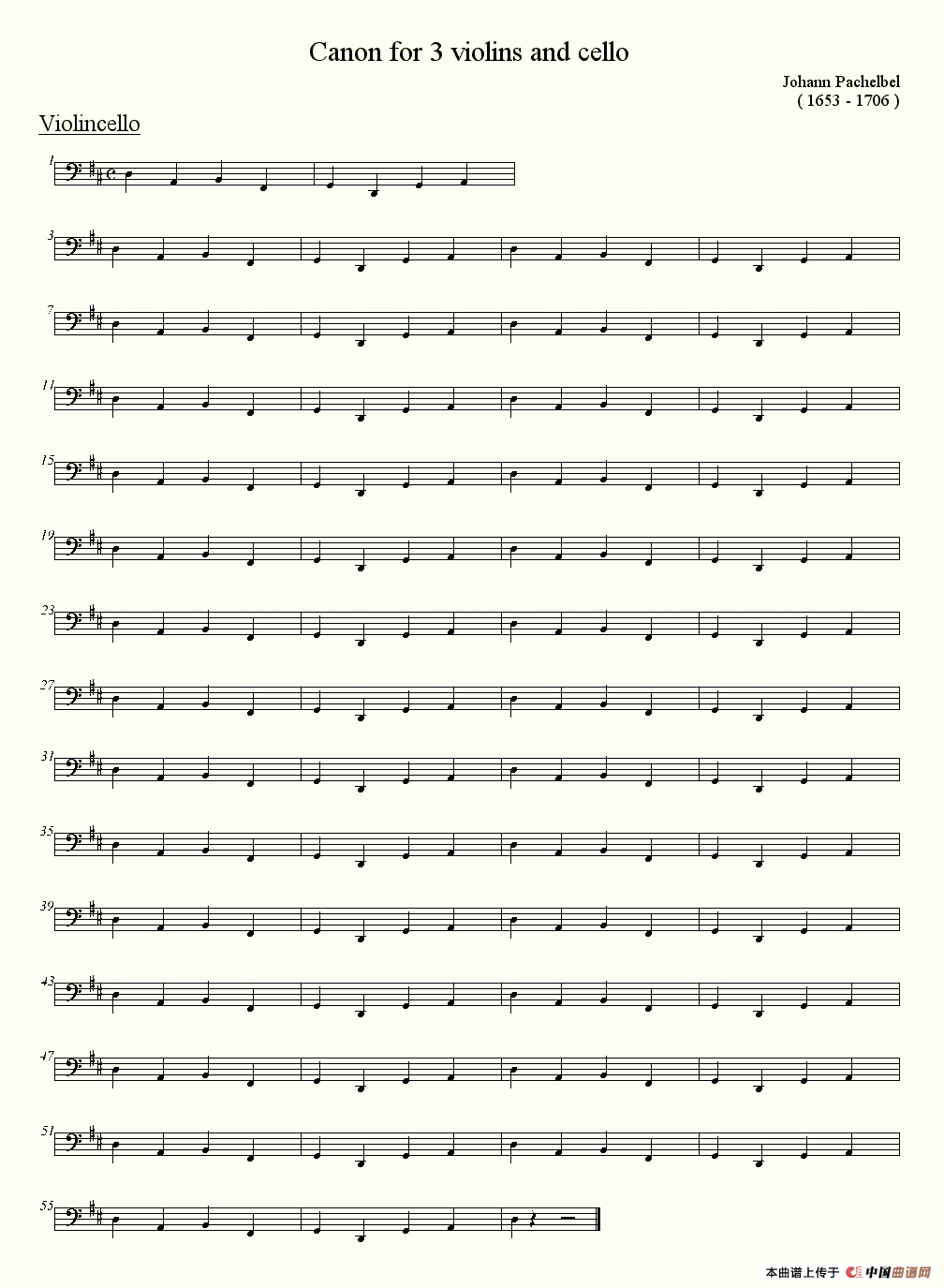 canon for 3 violins and cello（卡农小提琴和大提琴三重奏）