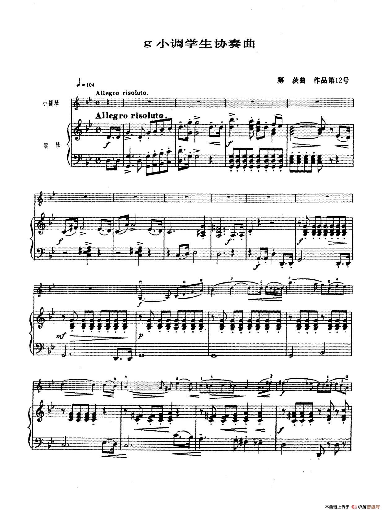 g小调学生协奏曲（塞茨作品第12号）