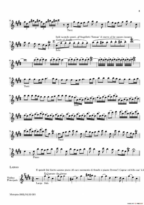 La Primavera·Spring（四季·春）（小提琴分谱）