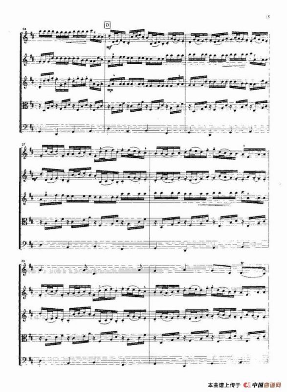 卡农曲（弦乐五重奏总谱）