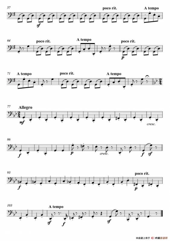 匈牙利舞曲（弦乐四重奏大提琴分谱）