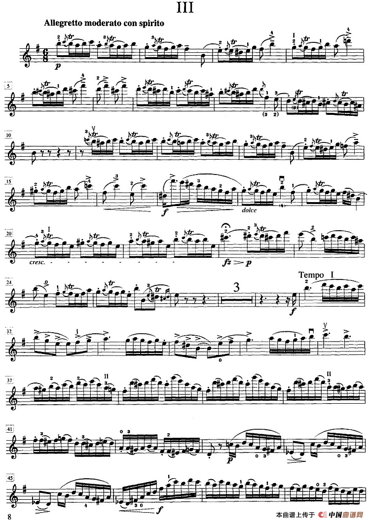 罗德第八协奏曲 E小调（Op.13，No.8） （小提琴分谱）