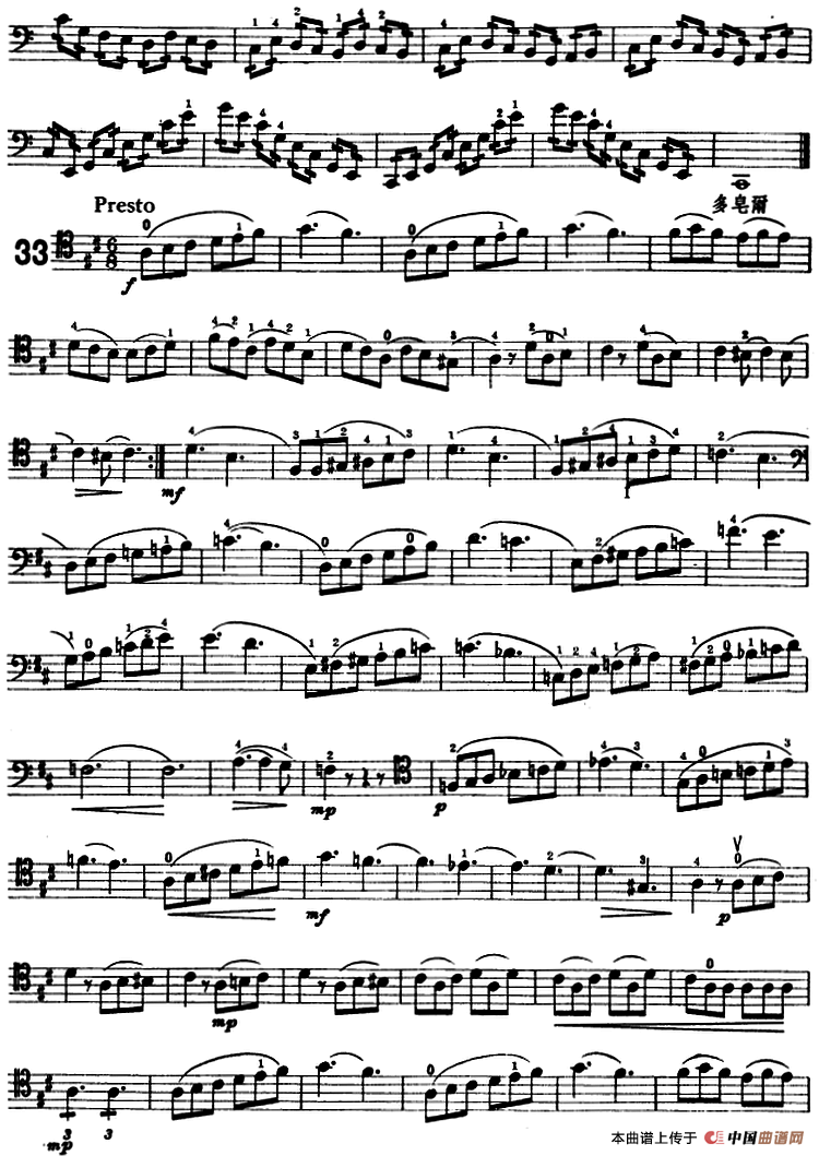 鲍斯特列姆大提琴练习曲（31-34）