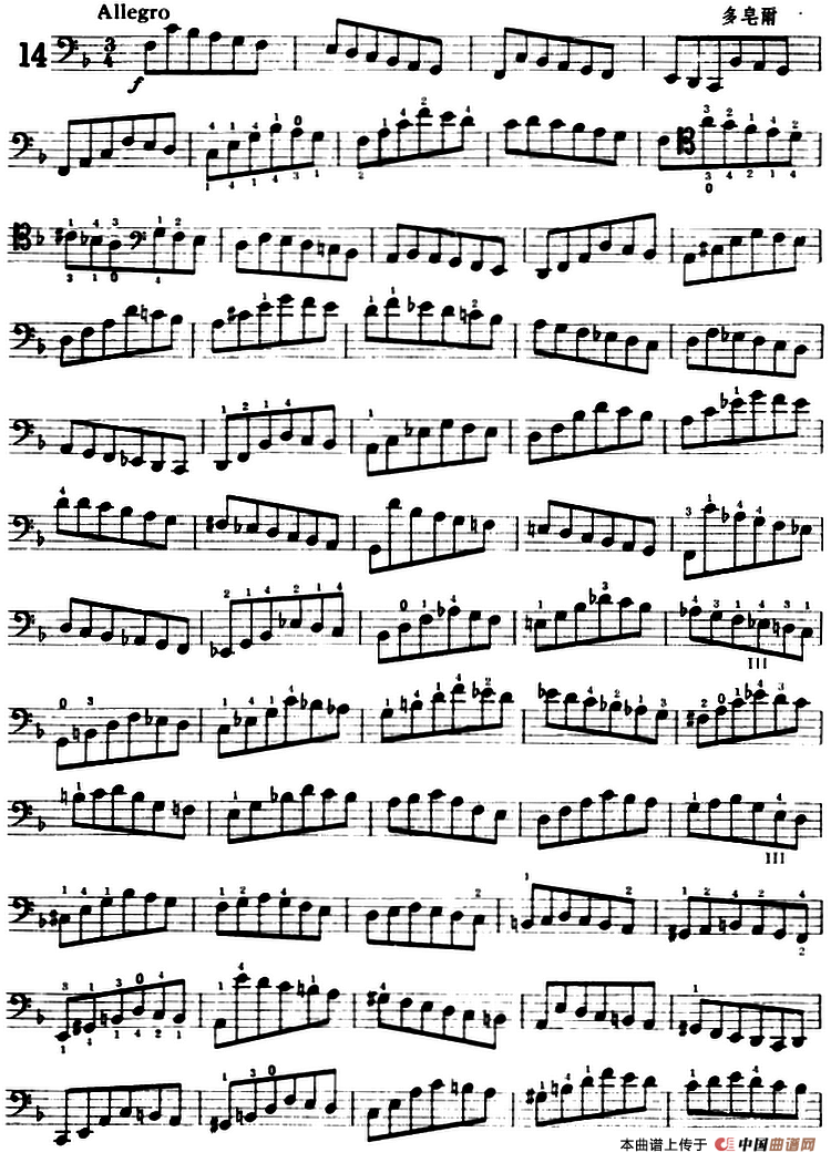 鲍斯特列姆大提琴练习曲（14-15）