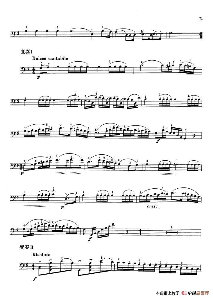 贝利尼主题与变奏 （大提琴）