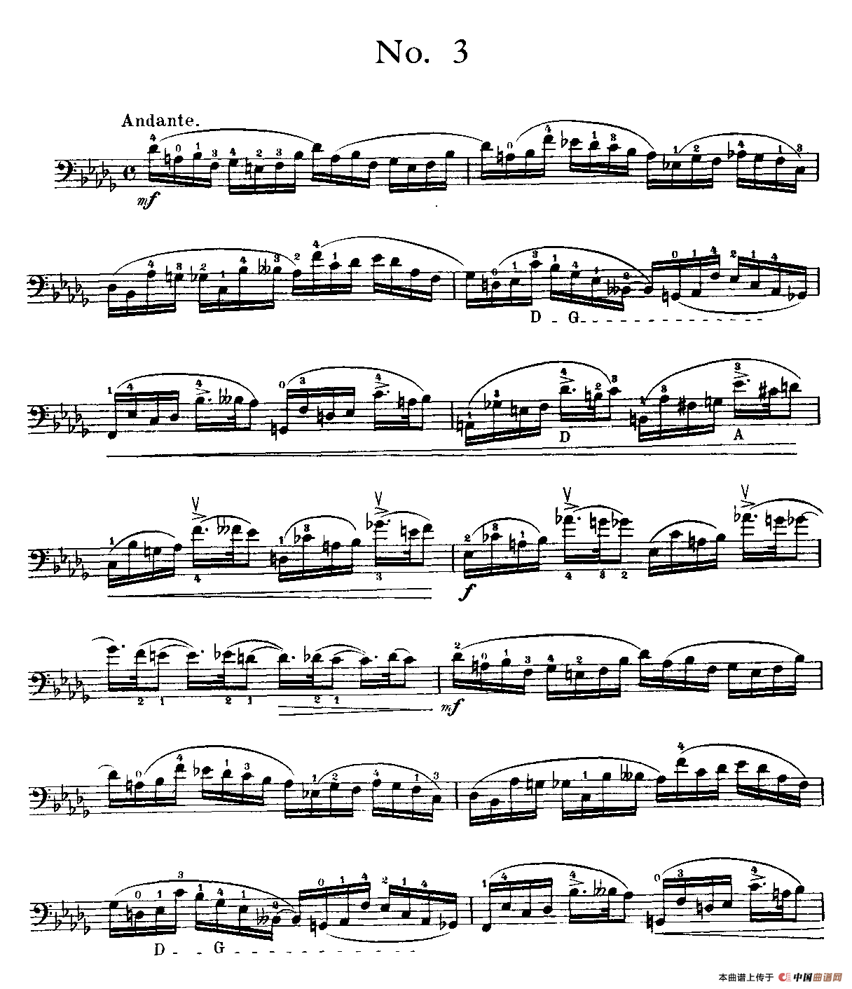 戴维波帕尔高级大提琴练习曲No3