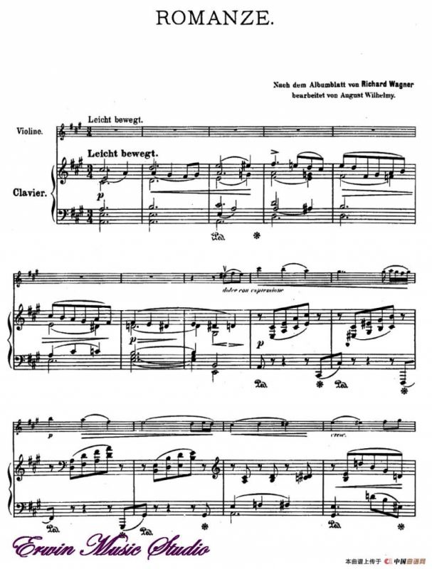 ROMANZE（浪漫曲）（选自《公主梅特涅的专辑》）（小提琴+钢琴伴奏）