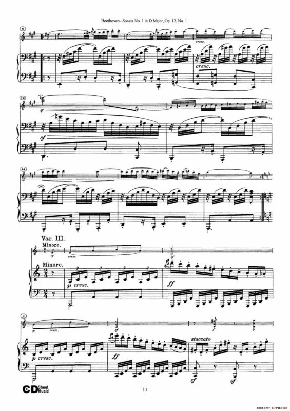 D大调第一小提琴奏鸣曲（小提琴+钢琴伴奏）