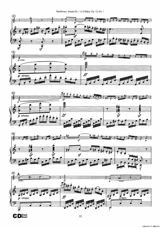 D大调第一小提琴奏鸣曲（小提琴+钢琴伴奏）