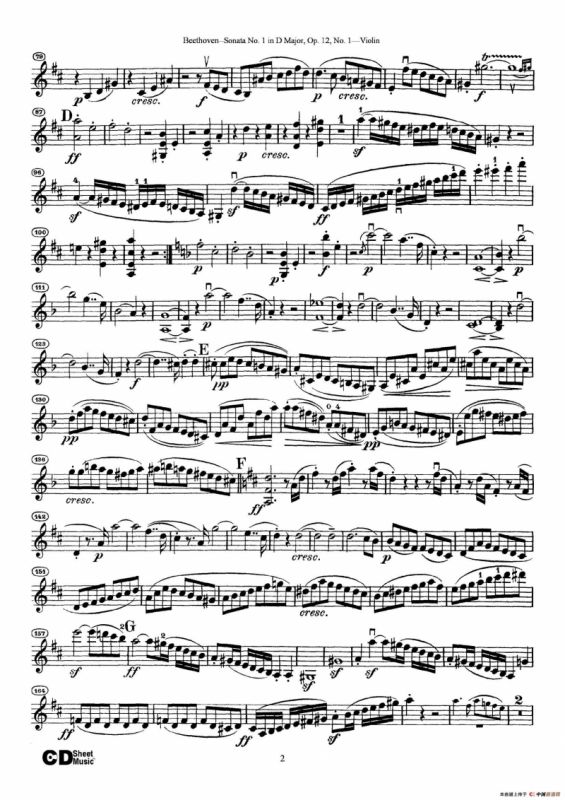 D大调第一小提琴奏鸣曲
