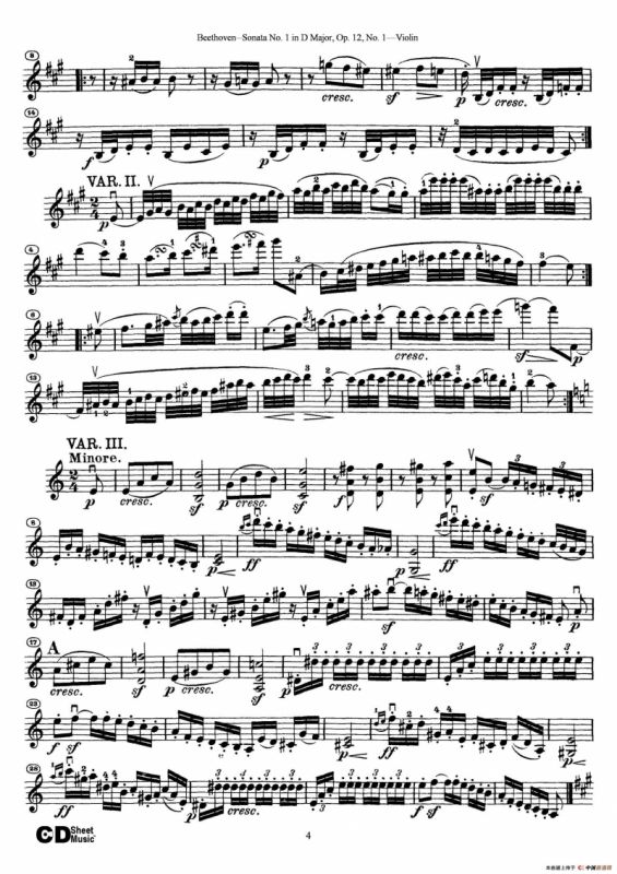 D大调第一小提琴奏鸣曲