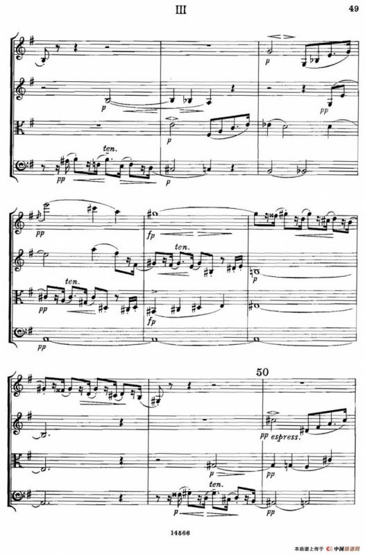 QUARTET Op.83（第三部分）（弦乐四重奏）