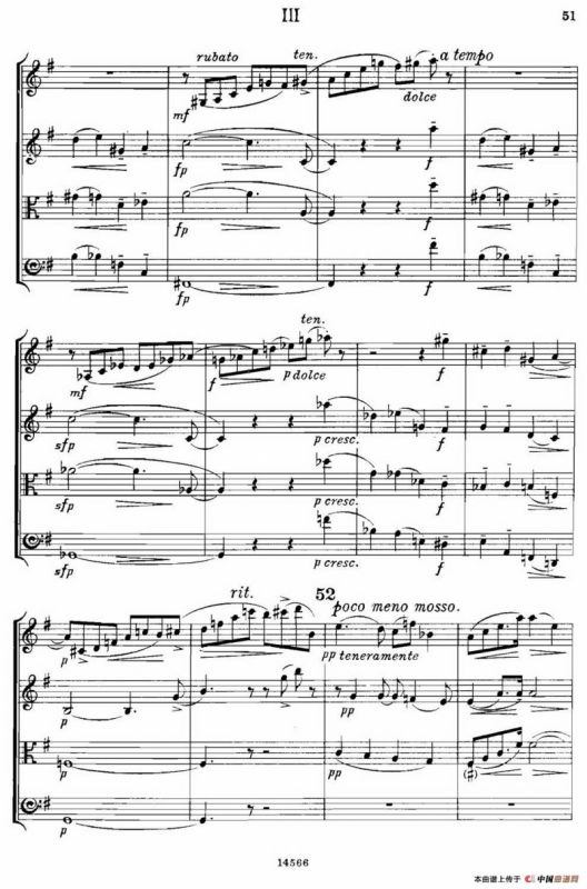 QUARTET Op.83（第三部分）（弦乐四重奏）