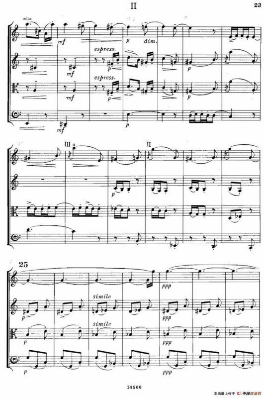 QUARTET Op.83（第二部分）（弦乐四重奏）