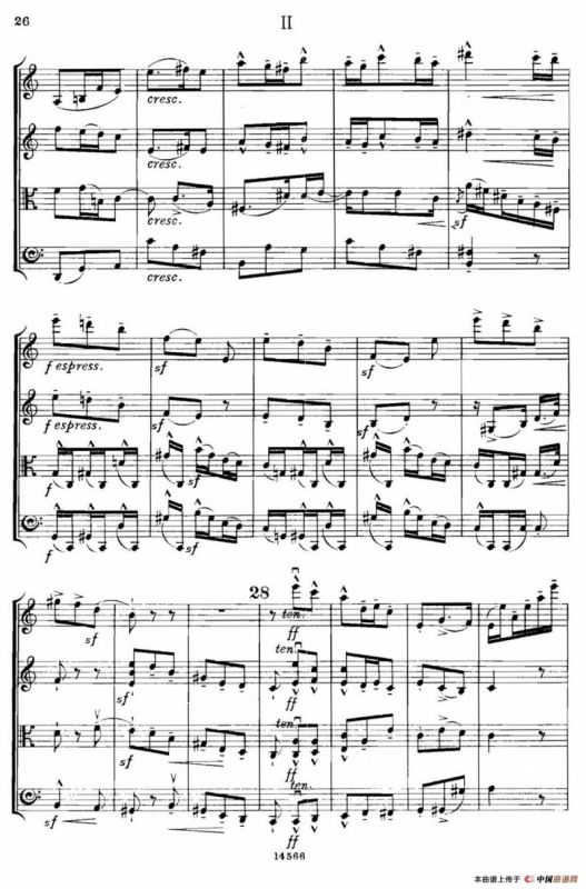 QUARTET Op.83（第二部分）（弦乐四重奏）