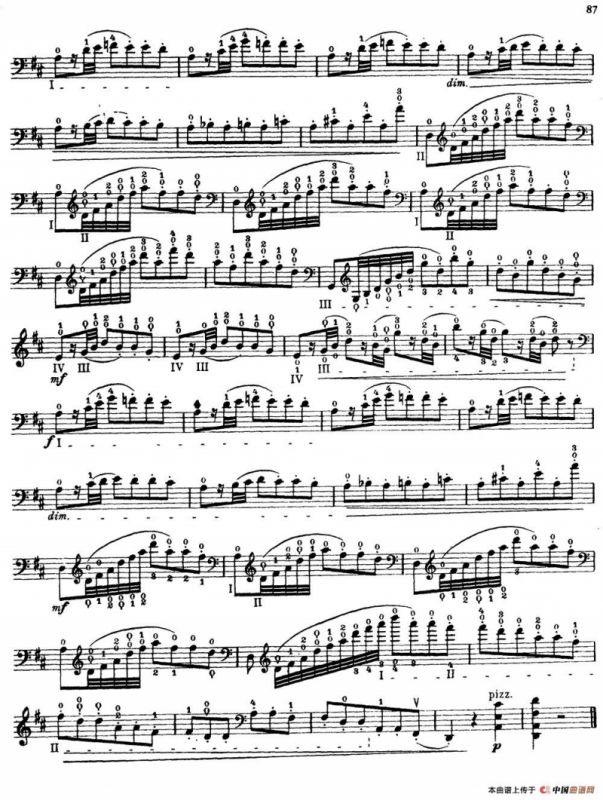 大提琴高级练习曲40首 No.40（泛音练习）