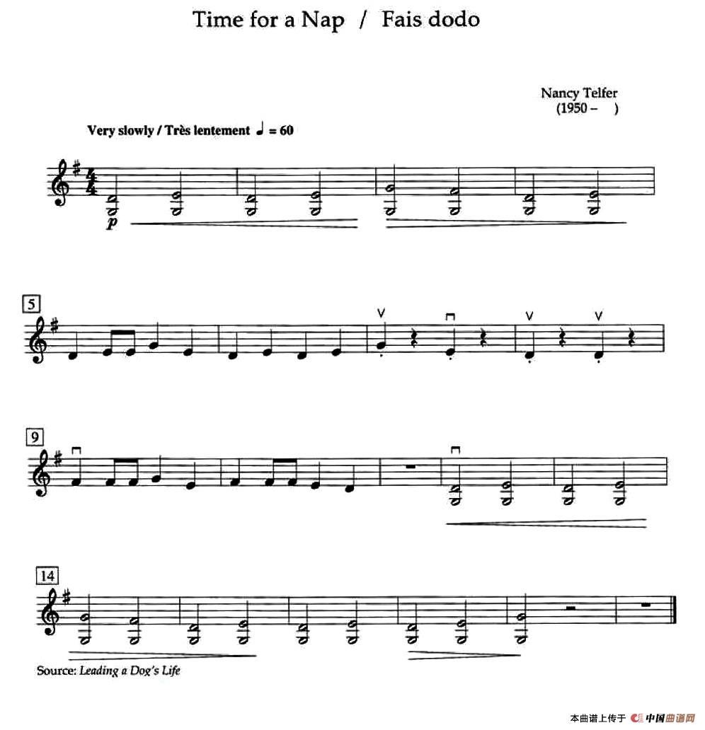 Nancy Telfer-Time for a Nap（加拿大小提琴考级·预备级）
