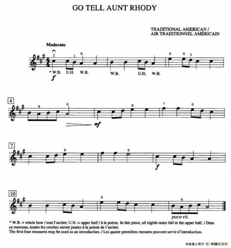 Go Tell Aunt Rhody（加拿大小提琴考级·预备级）