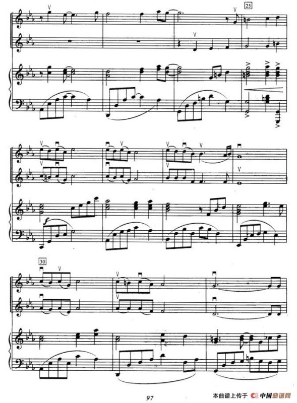 为了你（选自《冬日恋歌》）（小提琴二重奏+钢琴伴奏）